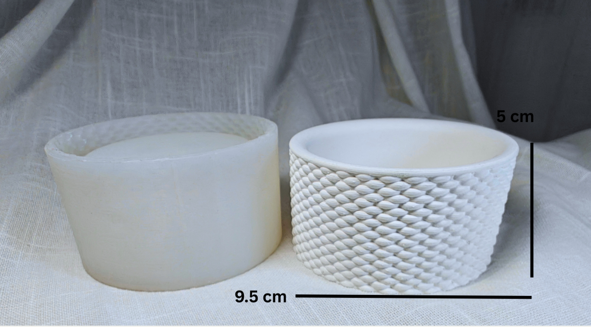 basket texture jar mould for diy concrete, jesmonite, resin and candle handmade decor