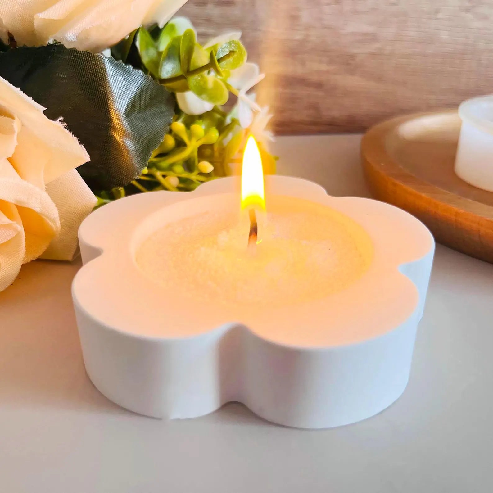 blossom flower tealight holder mould for diy concrete, jesmonite, resin and candle handmade decor