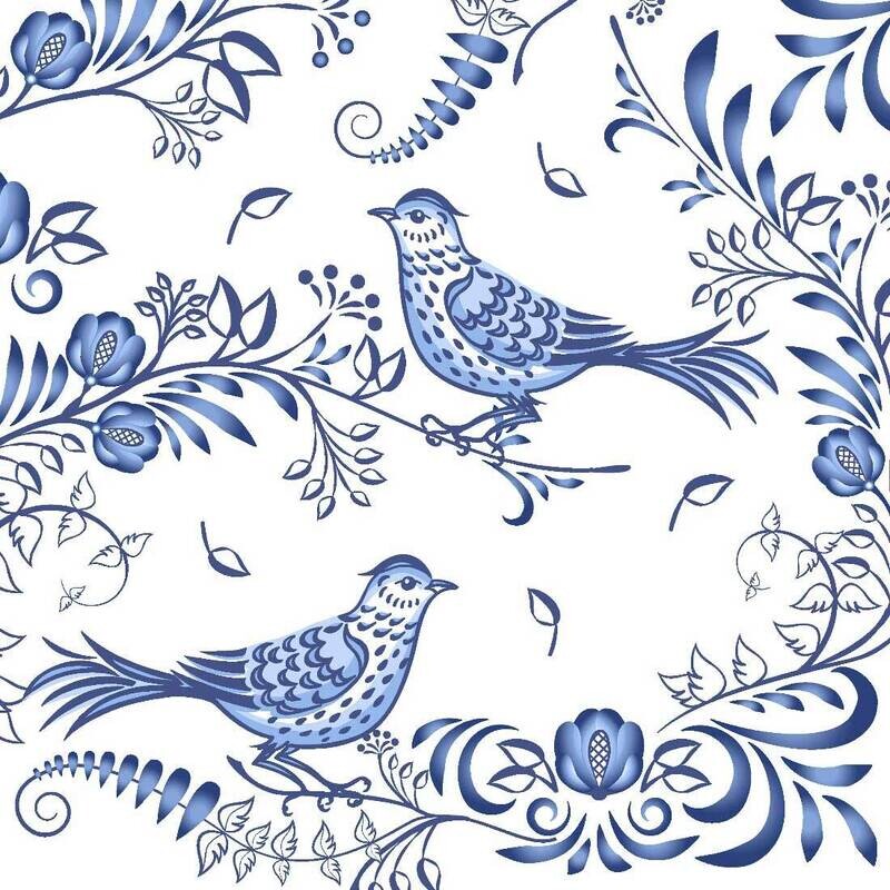 blue bird decoupage