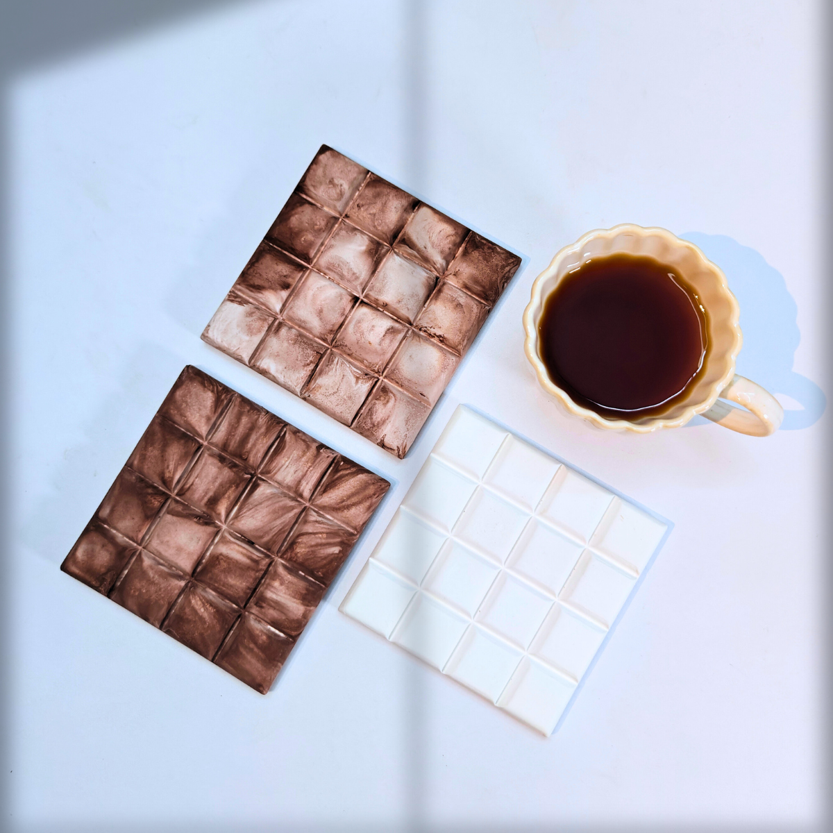 chocolate coaster mould for diy concrete, jesmonite, resin and candle handmade decor