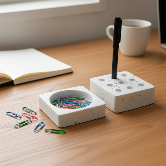 Concrete Desk Organizer Set – Office Ambience