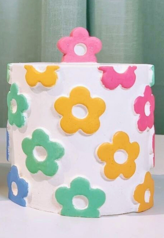 daisy jar & lid mould for diy concrete, jesmonite, resin and candle handmade decor