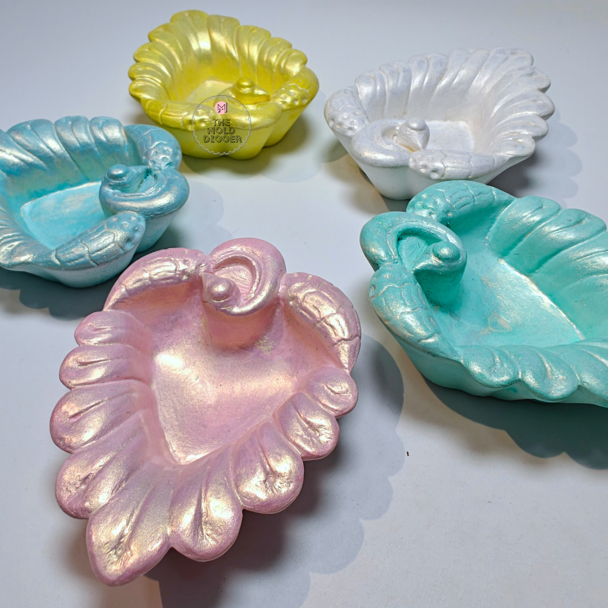 peacock mini diya mould for diy concrete, jesmonite, resin and candle handmade decor