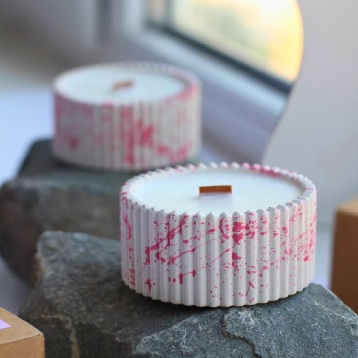 stripe jar mould for diy concrete, jesmonite, resin and candle handmade decor