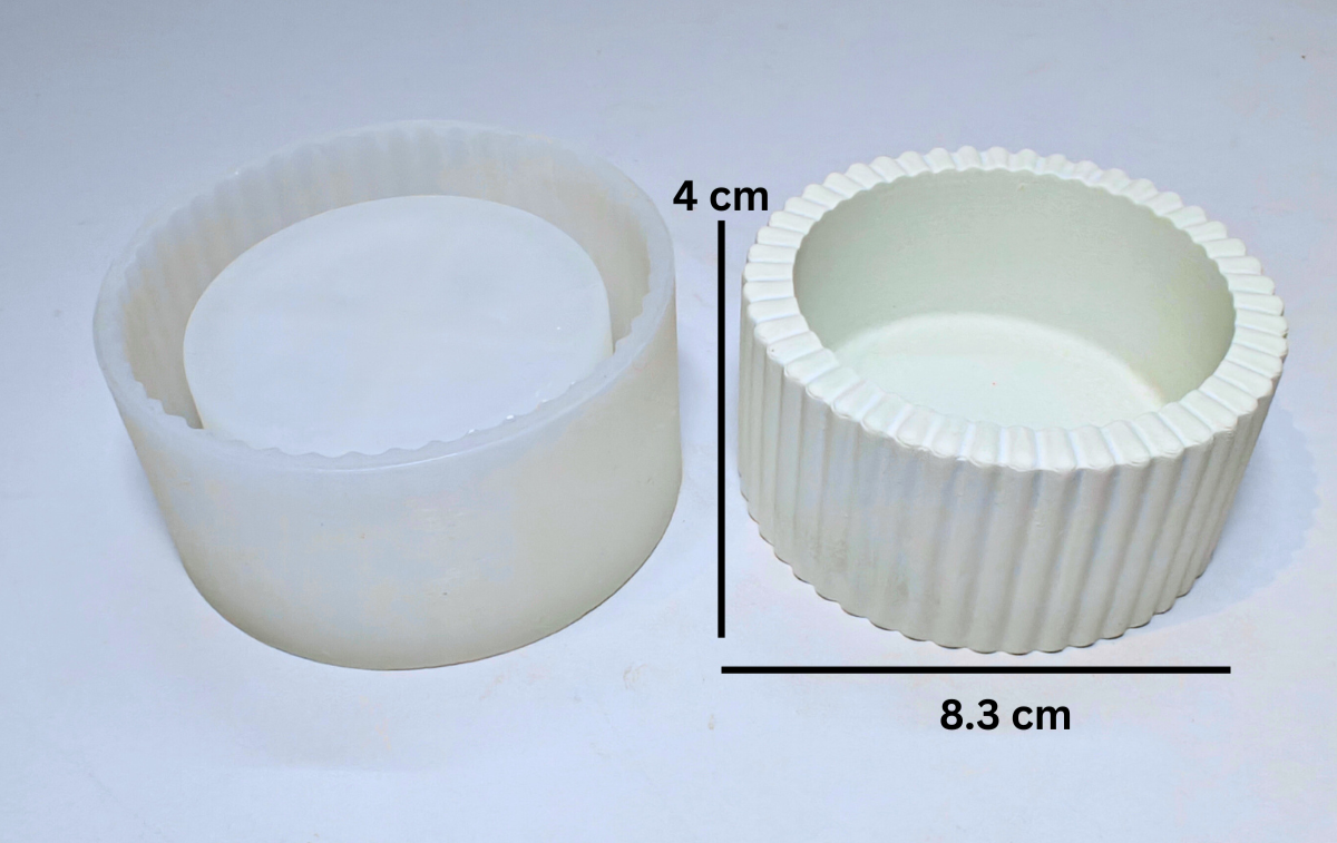 stripe jar mould for diy concrete, jesmonite, resin and candle handmade decor